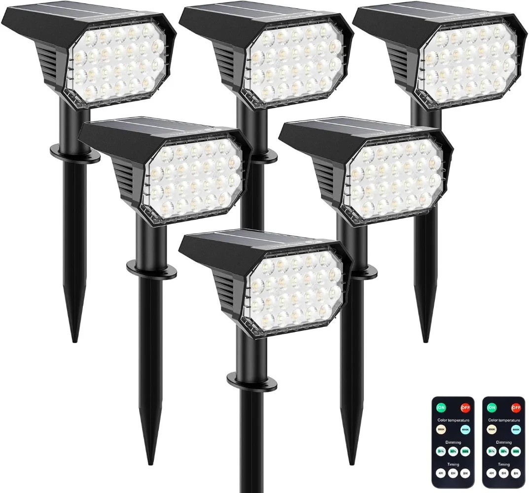 Solar Lights Outdoor Waterproof, White and Warm White 2 Colors Solar Spot Lights Outdoor with Remote Control
Solar Lights Outdoor Waterproof, White and Warm White 2 Colors Solar Spot Lights Outdoor with Remote Control