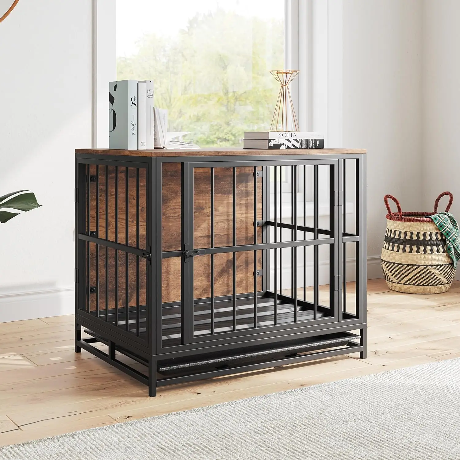 Dog Crate Furniture,Wooden Dog Kennel Indoor,Heavy Duty Dog Cage with Removable Tray, Dog House Double Doors Pet Crate Side
Dog Crate Furniture,Wooden Dog Kennel Indoor,Heavy Duty Dog Cage with Removable Tray, Dog House Double Doors Pet Crate Side