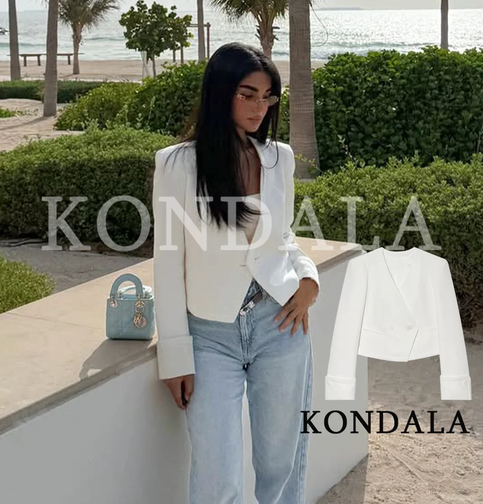 KONDALA Women Chic White Double-breasted Blazer 2026 Spring Summer Trendy Elegant V-Neck Short Blazer Commute Office Lady Blazer
KONDALA Women Chic White Double-breasted Blazer 2026 Spring Summer Trendy Elegant V-Neck Short Blazer Commute Office Lady Blazer