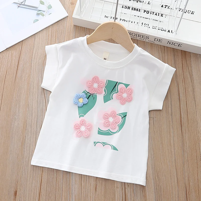 Summer Kids Girl T-Shirt Baby Cotton Short Sleeve Tees Toddler Sweet Cute Flower Tops Children Elegant Bottom Shirts 2-8Years
Summer Kids Girl T-Shirt Baby Cotton Short Sleeve Tees Toddler Sweet Cute Flower Tops Children Elegant Bottom Shirts 2-8Years