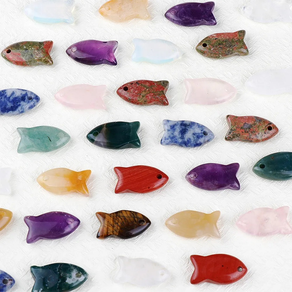 Fish Shape Natural Stone Pendants, Mixed Crystal Charms for Jewelry Making Bracelets Necklaces
Fish Shape Natural Stone Pendants, Mixed Crystal Charms for Jewelry Making Bracelets Necklaces