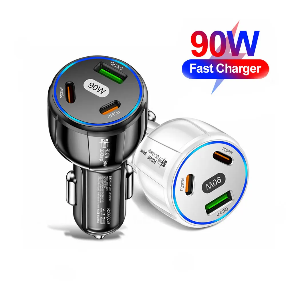 1pc Universal 90W Fireproof Car Charger 3 Ports Fast Charge PD USB Type C Car Phone Charger Adapter Car Interior Accessories
1pc Universal 90W Fireproof Car Charger 3 Ports Fast Charge PD USB Type C Car Phone Charger Adapter Car Interior Accessories
