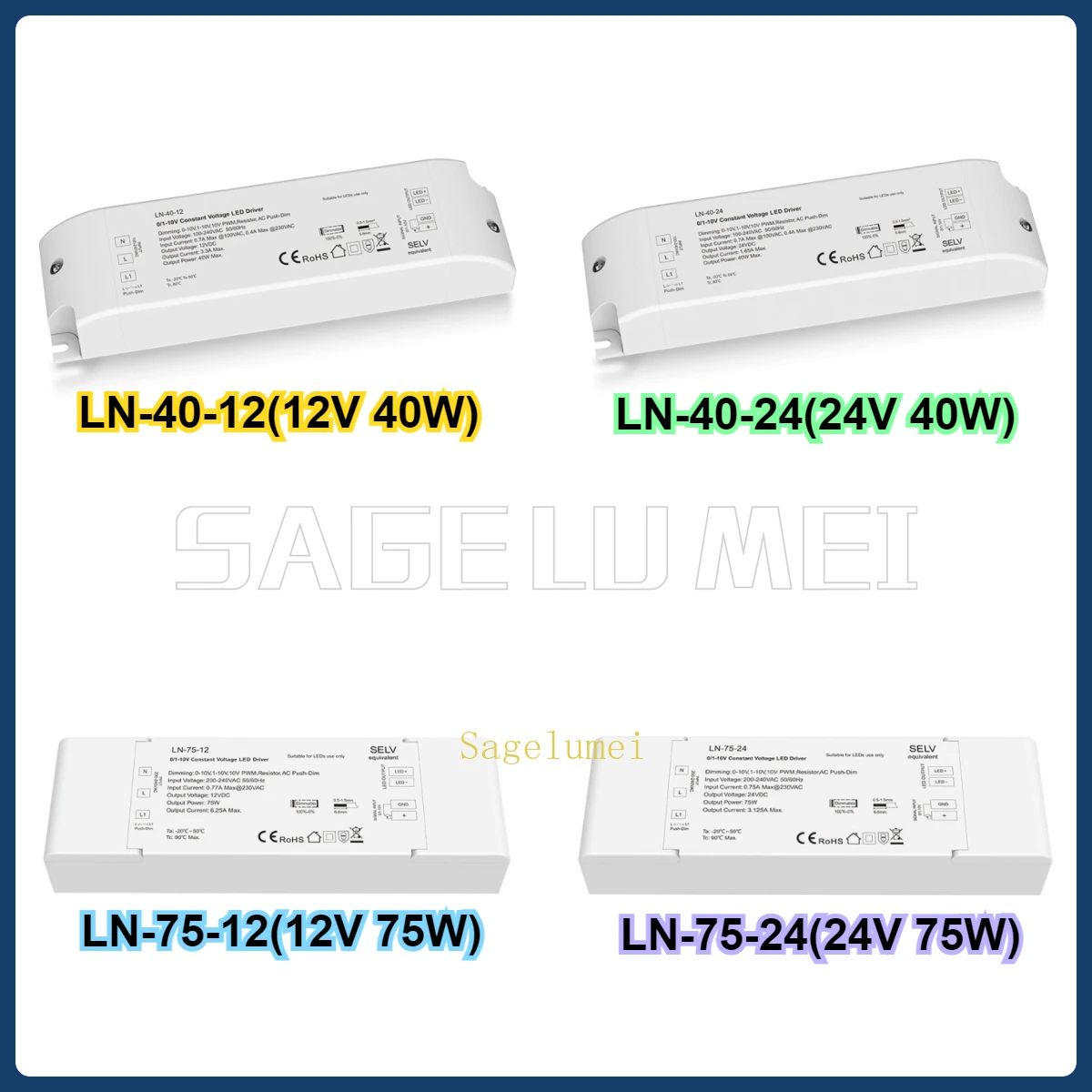 LN-40W/75W 12V/24V 1/0-10V Dimmable LED Driver Constant Voltage PWM AC Push-Dim Power Suppl for Single Color LED Strips Lamp
LN-40W/75W 12V/24V 1/0-10V Dimmable LED Driver Constant Voltage PWM AC Push-Dim Power Suppl for Single Color LED Strips Lamp