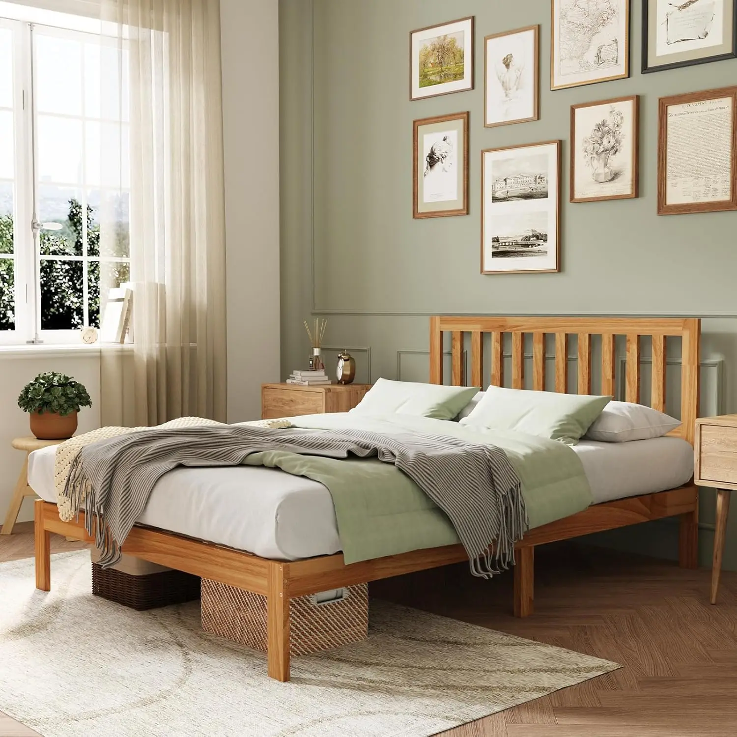 Queen Bed Frame with Headboard, Solid Wood Bed Frame Foundation with Wood Slat Support, No Box Spring Needed, Easy, Customized
Queen Bed Frame with Headboard, Solid Wood Bed Frame Foundation with Wood Slat Support, No Box Spring Needed, Easy, Customized
