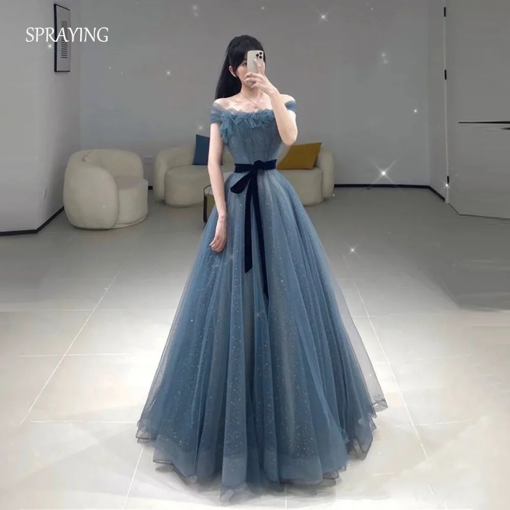SPRAYING Fairy Sparkly Tulle Evening Dress Korean Wedding Photo Shoot Blue Strapless A line Long Corset Party Dress Customized
SPRAYING Fairy Sparkly Tulle Evening Dress Korean Wedding Photo Shoot Blue Strapless A line Long Corset Party Dress Customized