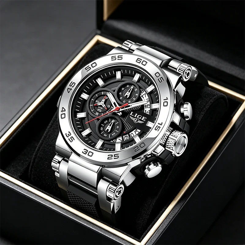 LIGE 2026 Military Man Watch Luxury Silicone Strap Sports Quartz Watches Top Brand Waterproof Calendar Chronograph Men's Watch
LIGE 2026 Military Man Watch Luxury Silicone Strap Sports Quartz Watches Top Brand Waterproof Calendar Chronograph Men's Watch