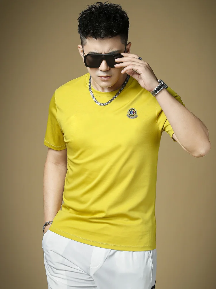 Мужская летняя тонкая дышащая футболка с круглым вырезом из двойного хлопкового муслина с блестками и эффектом охлаждения, приталенного кроя
Мужская летняя тонкая дышащая футболка с круглым вырезом из двойного хлопкового муслина с блестками и эффектом охлаждения, приталенного кроя