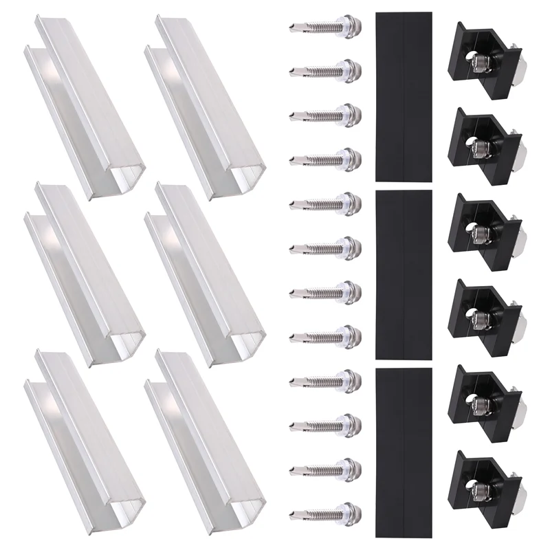 PORK-Solar Panel Aluminum Mounting Brackets - 12 Piece Set With End And Middle Clamps For Trapezoidal Roof PV Rails
PORK-Solar Panel Aluminum Mounting Brackets - 12 Piece Set With End And Middle Clamps For Trapezoidal Roof PV Rails
