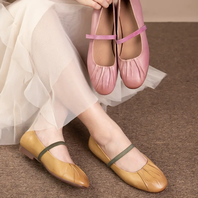 Birkuir Retro Mary Jane Shoes For Women Flat Heel Pleated Shoes Handmade Genuine Leather Elastic Band Flats Ladies Pink Shoes
Birkuir Retro Mary Jane Shoes For Women Flat Heel Pleated Shoes Handmade Genuine Leather Elastic Band Flats Ladies Pink Shoes