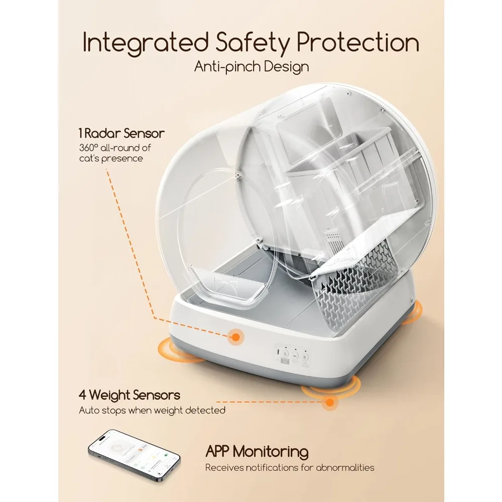 Self-Cleaning Cat Litter Box, Integrated Safety Protection, Extra Large Automatic Litter Box for Multi Cats, Customized
Self-Cleaning Cat Litter Box, Integrated Safety Protection, Extra Large Automatic Litter Box for Multi Cats, Customized