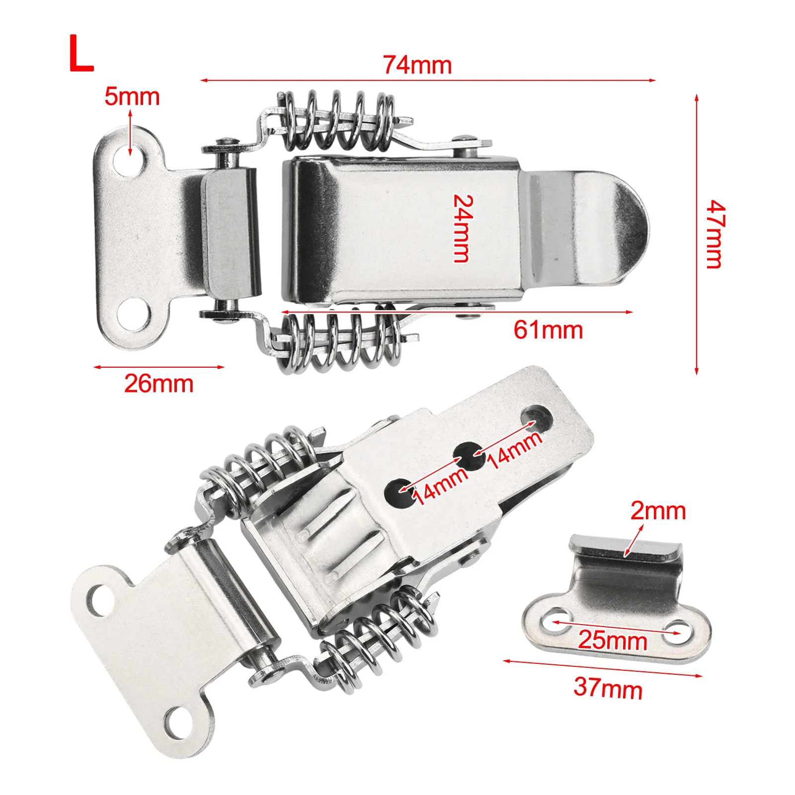 Catch Clip Spring Loaded Clamp Home Improvement Secure Locking Mechanism Compact Size Double Spring Design 74*47MM
Catch Clip Spring Loaded Clamp Home Improvement Secure Locking Mechanism Compact Size Double Spring Design 74*47MM
