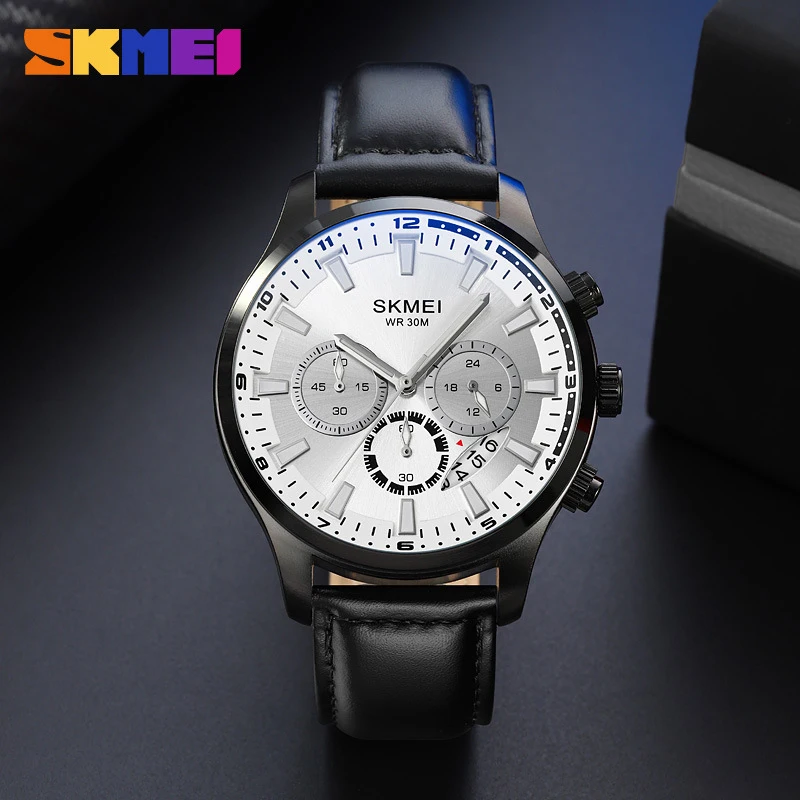 SKMEI casual men's watch, multifunction stopwatch business men's quartz watch with genuine leather strap
SKMEI casual men's watch, multifunction stopwatch business men's quartz watch with genuine leather strap