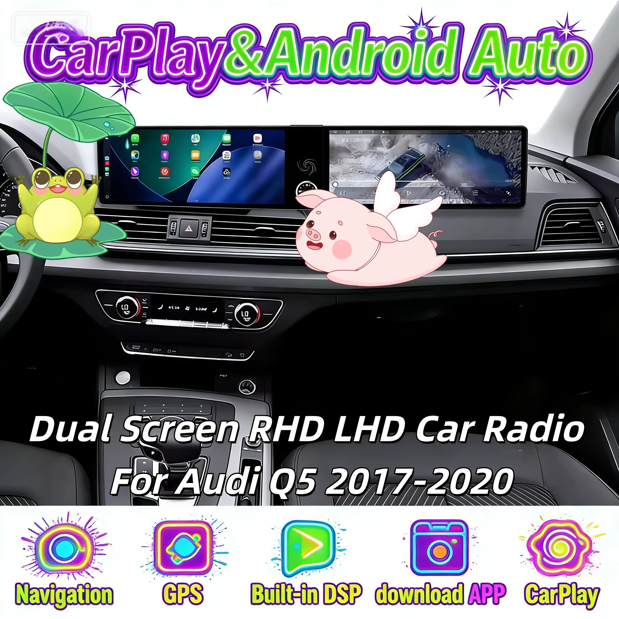 Dual Screen Android Car Radio For Audi Q5 2017-2020 Carplay Multimedia Video Player 4G WiFi Auto Navigation Bluetooth RHD LHD
Dual Screen Android Car Radio For Audi Q5 2017-2020 Carplay Multimedia Video Player 4G WiFi Auto Navigation Bluetooth RHD LHD
