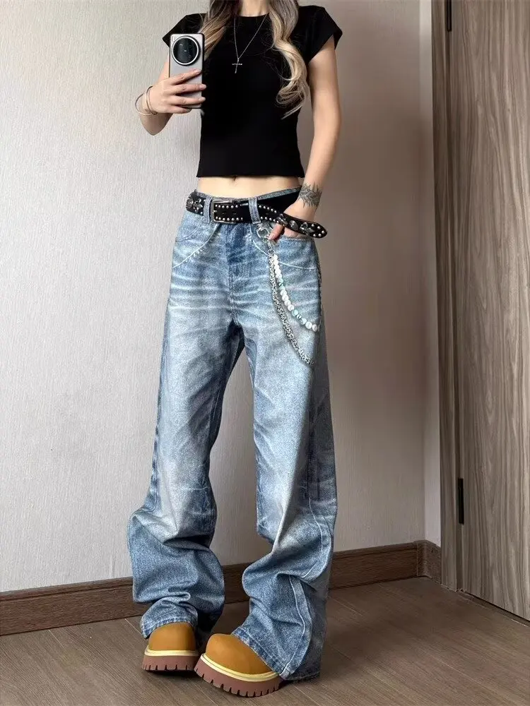 High Street Chain Print Frayed Washed Baggy Jeans for Men and Women Y2k Casual Loose Denim Trousers Ropa Hombre Casual Pants New
High Street Chain Print Frayed Washed Baggy Jeans for Men and Women Y2k Casual Loose Denim Trousers Ropa Hombre Casual Pants New