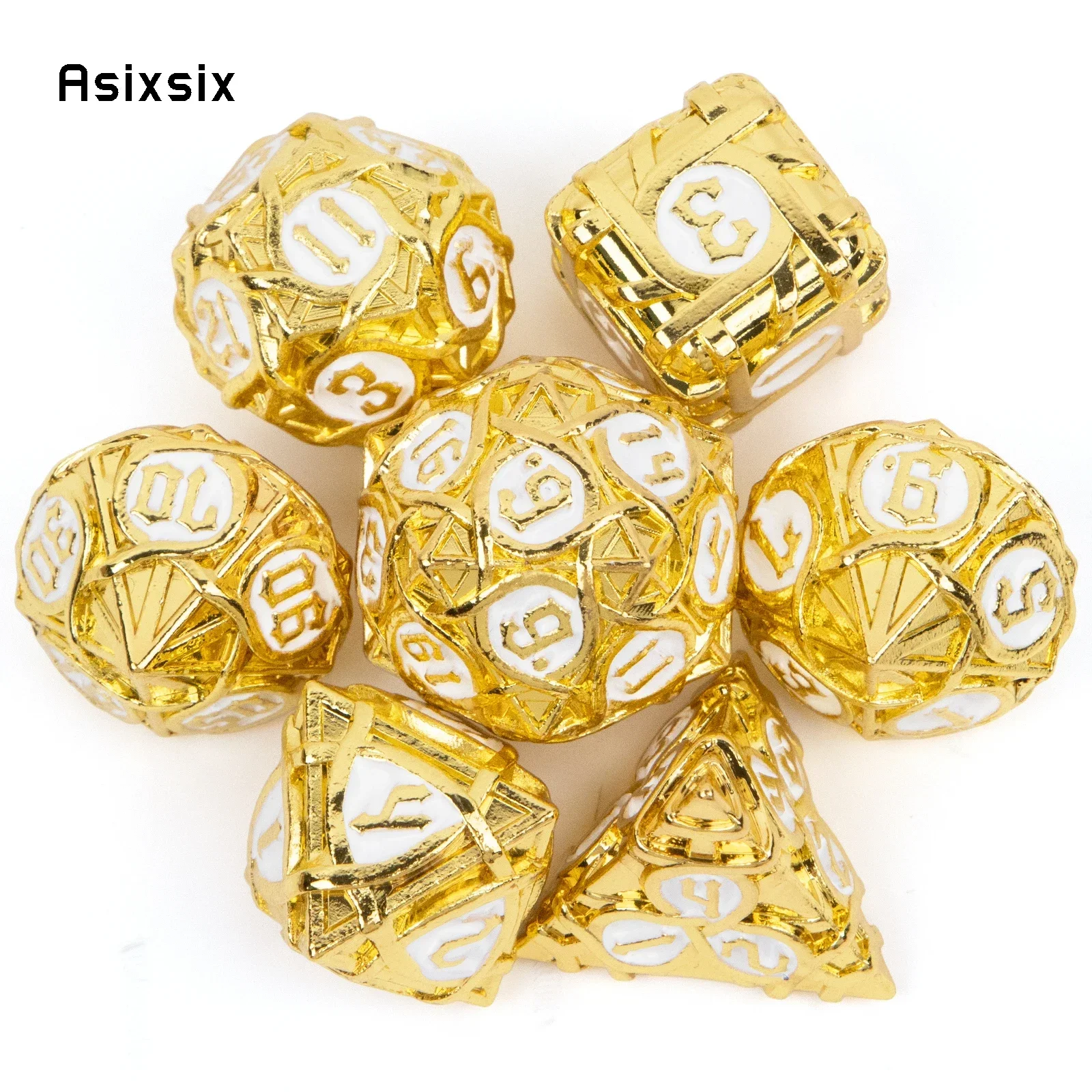 7 Pcs Yellow White Stripe Metal Dice Solid Metal Polyhedral Dice Set Suitable For Role-Playing RPG Gift Card Game
7 Pcs Yellow White Stripe Metal Dice Solid Metal Polyhedral Dice Set Suitable For Role-Playing RPG Gift Card Game
