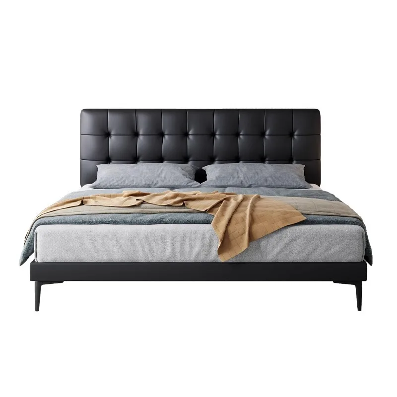 Modern simple black leather bed, Nordic light luxury small apartment soft bag flush edge bed
Modern simple black leather bed, Nordic light luxury small apartment soft bag flush edge bed