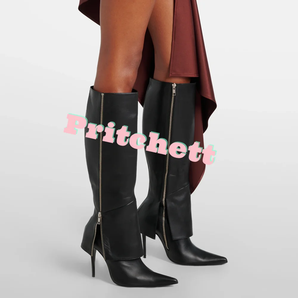 Sleeve Black Leather Knee-high Boot Double Side Zipper Thin High Heels Pointed Toe Women Stilettos Solid Girl Winter Shoes 2025
Sleeve Black Leather Knee-high Boot Double Side Zipper Thin High Heels Pointed Toe Women Stilettos Solid Girl Winter Shoes 2025
