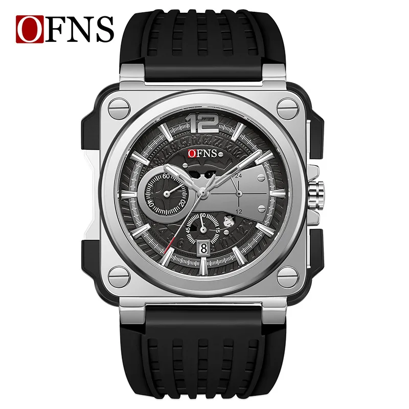 Ofns Top Brand 1306 Relogios Masculino Luxury Quartz Men's Sports Silicone Strap Large Dial Waterproof Calendar Square Watches
Ofns Top Brand 1306 Relogios Masculino Luxury Quartz Men's Sports Silicone Strap Large Dial Waterproof Calendar Square Watches