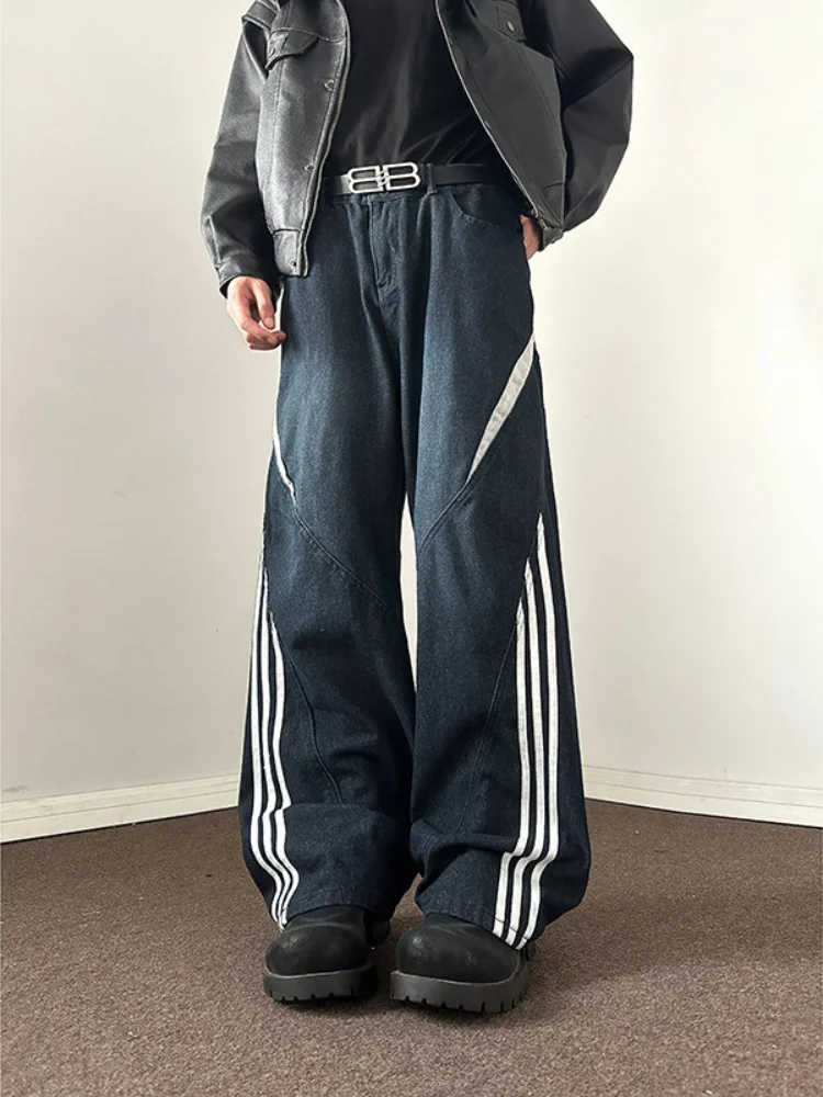 American Retro Striped Splicing Jeans Men's Spring Autumn Trendy Loose Straight Leg Pants Micro Flared Floor-Length Trousers
American Retro Striped Splicing Jeans Men's Spring Autumn Trendy Loose Straight Leg Pants Micro Flared Floor-Length Trousers