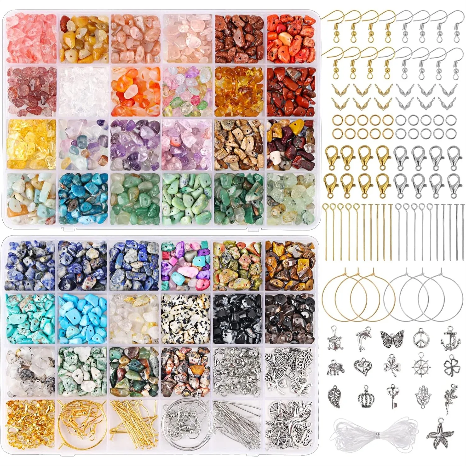 720pcs Crystal Chips Beads Ring Making Kit, 40 Colors Gemstone Beads for Jewelry Making, Bracelet Earring Supplies, Craft Gifts
720pcs Crystal Chips Beads Ring Making Kit, 40 Colors Gemstone Beads for Jewelry Making, Bracelet Earring Supplies, Craft Gifts