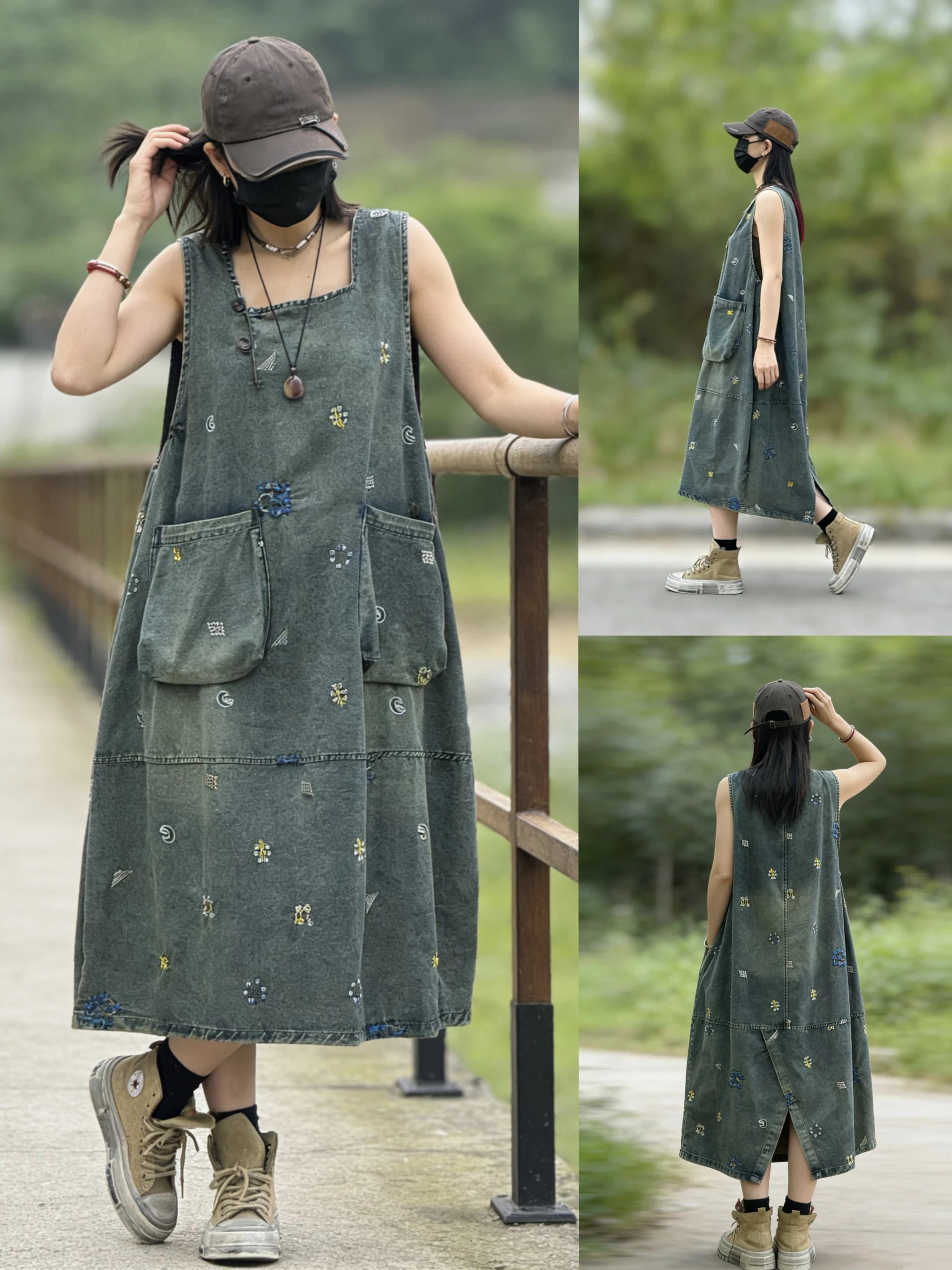 Retro Embroidered Denim Dress Women's Loose Casual Versatile Vest Dress Original Design Spring Summer New Style A-Line Skirt
Retro Embroidered Denim Dress Women's Loose Casual Versatile Vest Dress Original Design Spring Summer New Style A-Line Skirt