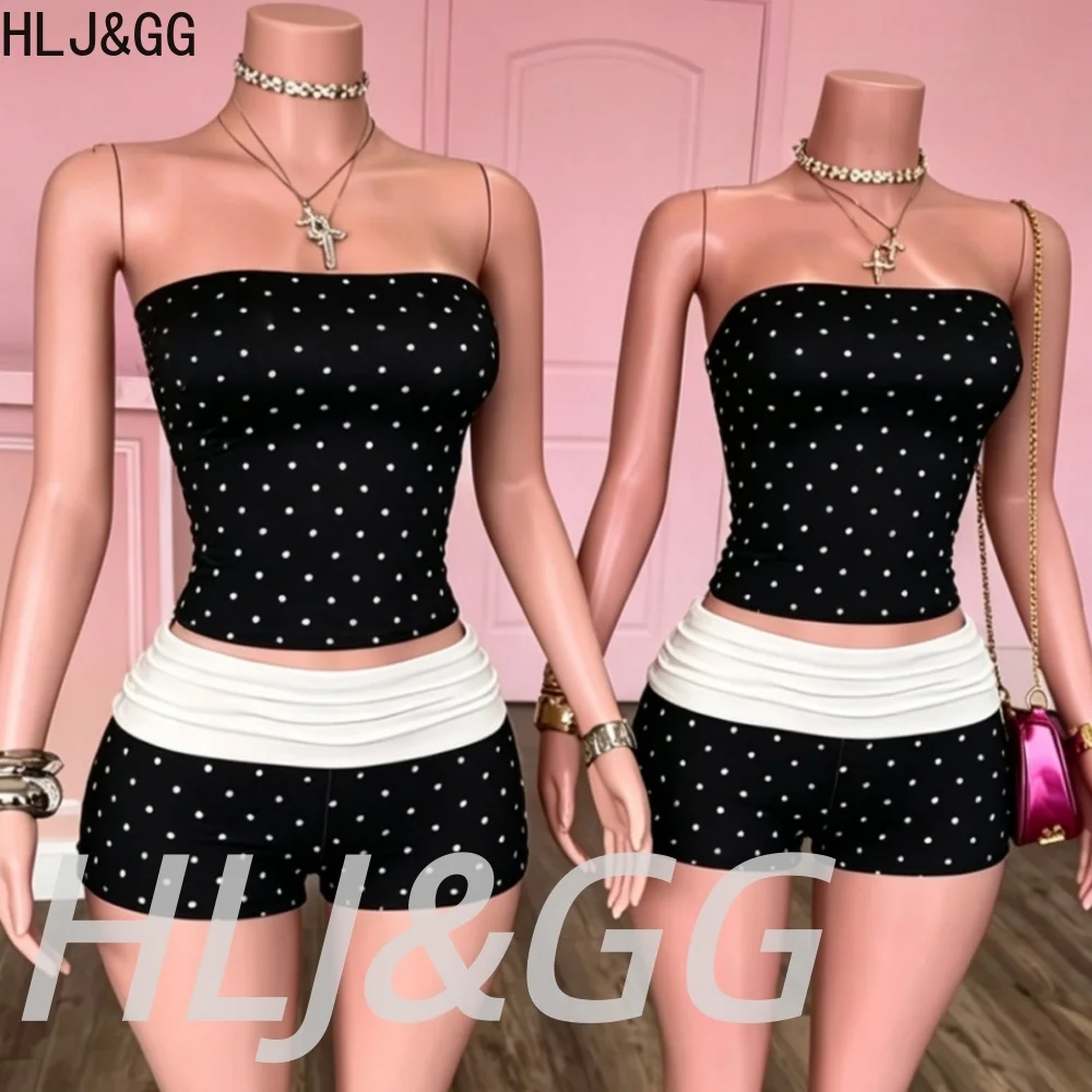 HLJ&GG Black Trendy Polka Dots Print Two Piece Sets Women Off Shoulder Sleeveless Crop Top And Shorts Outfits Fashion Streetwear
HLJ&GG Black Trendy Polka Dots Print Two Piece Sets Women Off Shoulder Sleeveless Crop Top And Shorts Outfits Fashion Streetwear