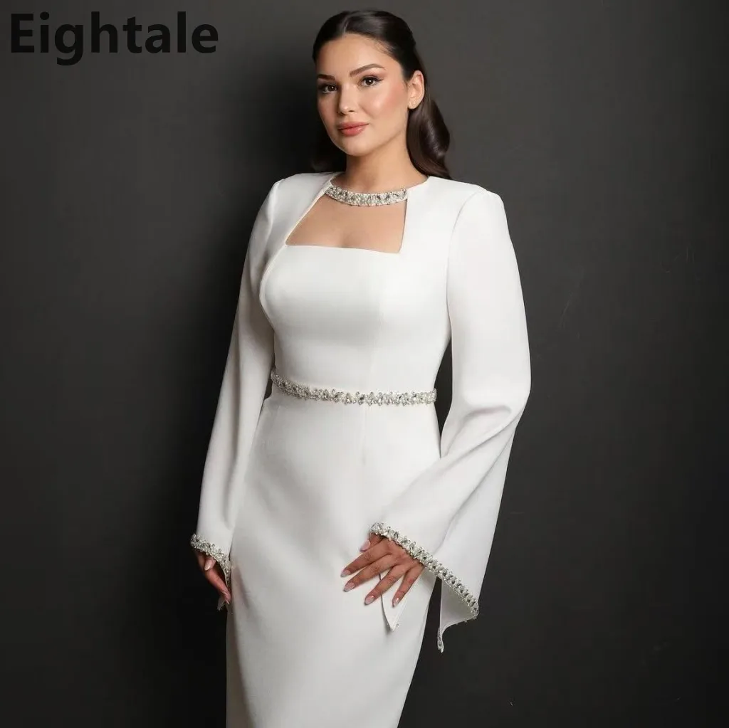 Eightale 2025 White Ankle Length Evening Dress Flare Sleeve Wedding Party Gown Prom Dress Customized Saudi Arabia Style
Eightale 2025 White Ankle Length Evening Dress Flare Sleeve Wedding Party Gown Prom Dress Customized Saudi Arabia Style