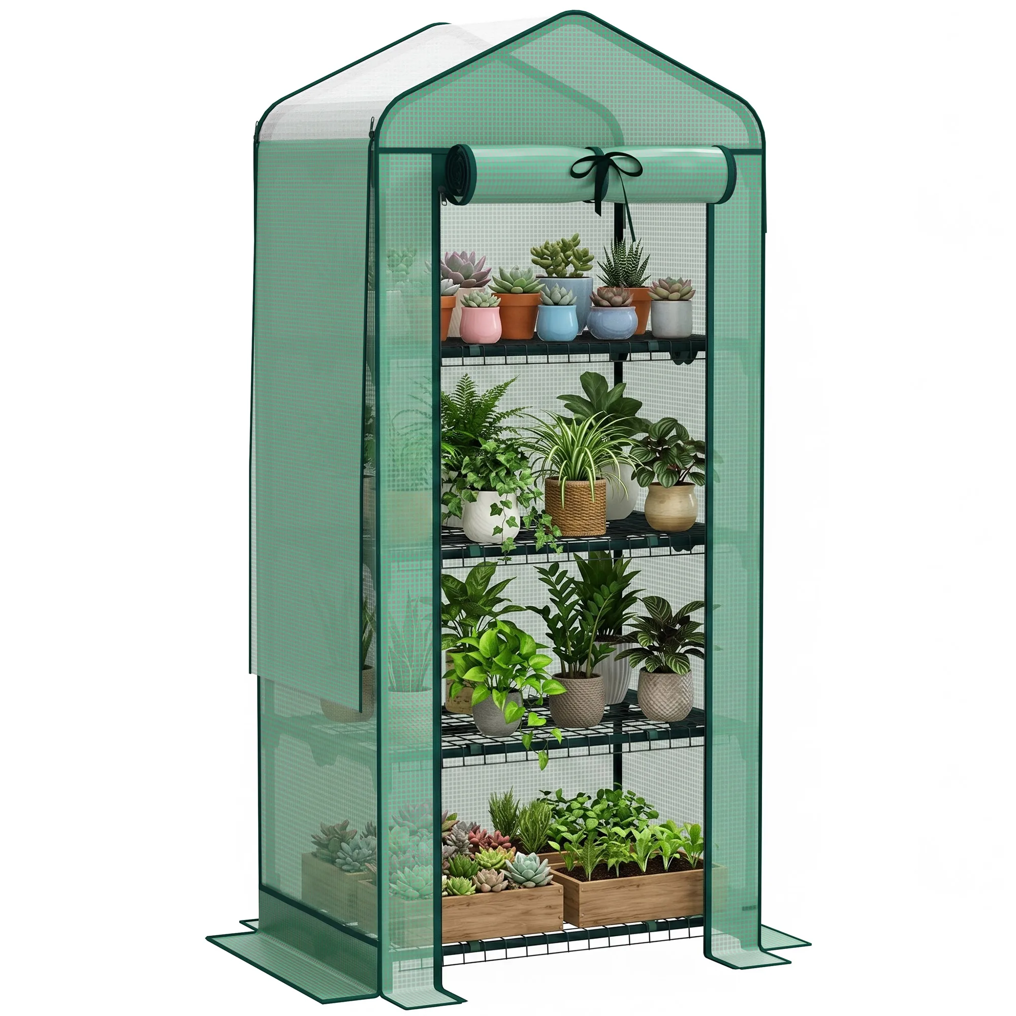 Mini Greenhouse with Screen Roof, 4 Tier Portable Small Greenhouse with High Strength Pe Cover, Green
Mini Greenhouse with Screen Roof, 4 Tier Portable Small Greenhouse with High Strength Pe Cover, Green