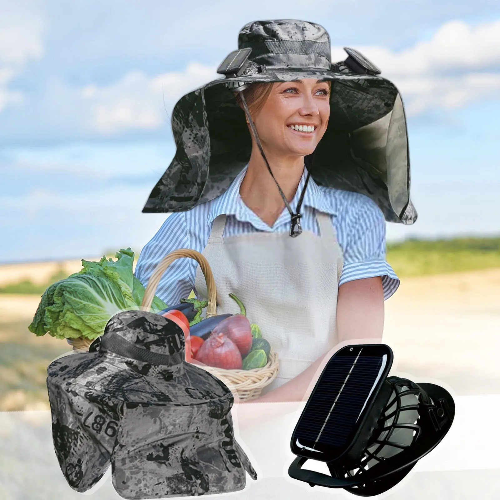 Built in Solar Fan USB Charging Wide Brim Sun Hat Neck Flap UV Protection Cap for Men Women Summer Fishing Outdoor Casual
Built in Solar Fan USB Charging Wide Brim Sun Hat Neck Flap UV Protection Cap for Men Women Summer Fishing Outdoor Casual