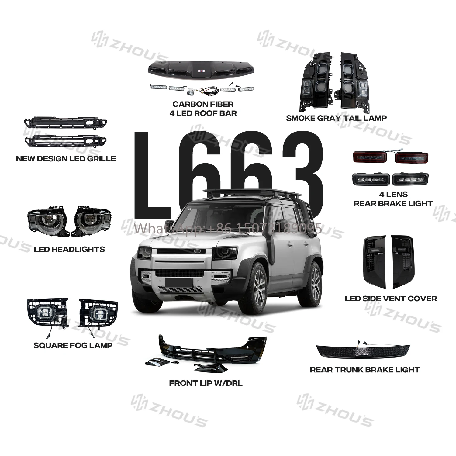 Zhous Design Led Offroad Light Auto Lighting Systems Car Top Front Roof Light Headlight for Landrover New Defender L663
Zhous Design Led Offroad Light Auto Lighting Systems Car Top Front Roof Light Headlight for Landrover New Defender L663