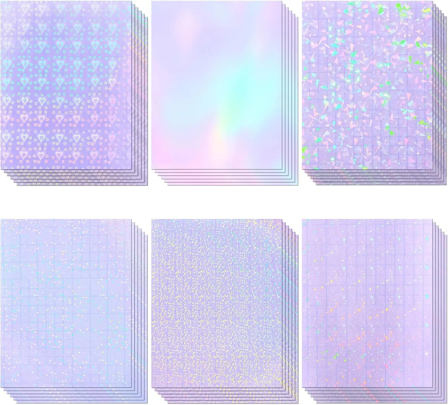 36 Sheets Holographic Laminating Sheets, 8.5x11 Inch Clear Sticker Paper with Self-Adhesive Vinyl Overlay, 6 Patterns
36 Sheets Holographic Laminating Sheets, 8.5x11 Inch Clear Sticker Paper with Self-Adhesive Vinyl Overlay, 6 Patterns