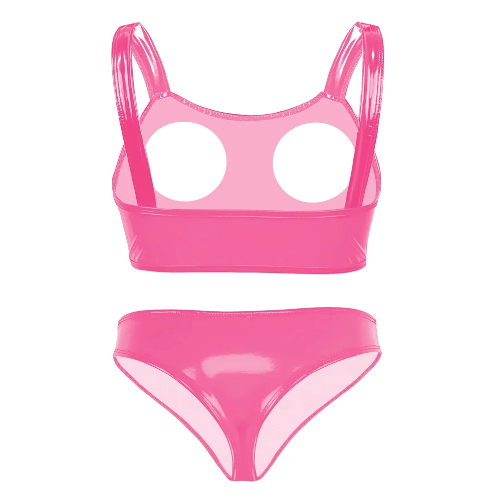 Sexy Hollow Out Cupless Bras Tops + Low Waist Panties Women's Erotic Lingerie Sets Glossy PVC Leather Bralette Underwear Suits
Sexy Hollow Out Cupless Bras Tops + Low Waist Panties Women's Erotic Lingerie Sets Glossy PVC Leather Bralette Underwear Suits