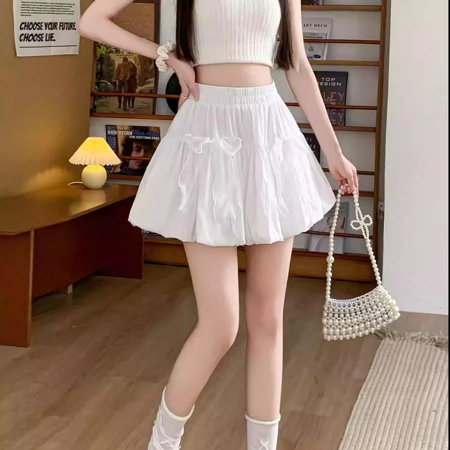 White Knot Flower Bud Short Skirt Women's Summer Thin Elastic High Waist Lantern Casual Versatile A-Line Half Skirt
White Knot Flower Bud Short Skirt Women's Summer Thin Elastic High Waist Lantern Casual Versatile A-Line Half Skirt