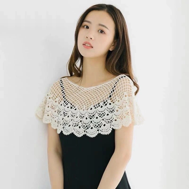 White Elegant Knit Dress Lace Crochet Shawl Wraps Bridal Hollow Out Cover Up Women Summer Sun Protection False Collar Cape
White Elegant Knit Dress Lace Crochet Shawl Wraps Bridal Hollow Out Cover Up Women Summer Sun Protection False Collar Cape