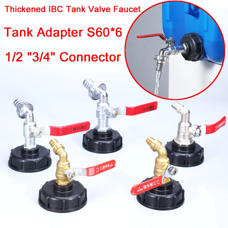 1PCS 1000L Water Tank Adapter S60*6 To 1/2'' 3/4'' Garden Hose Connector Thicken IBC Tank Replacement Valve Faucet
1PCS 1000L Water Tank Adapter S60*6 To 1/2'' 3/4'' Garden Hose Connector Thicken IBC Tank Replacement Valve Faucet