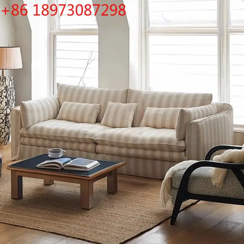 Wabi-sabi striped linen fabric can be fully disassembled and washed French cream ultra-wide soft straight row down sofa
Wabi-sabi striped linen fabric can be fully disassembled and washed French cream ultra-wide soft straight row down sofa