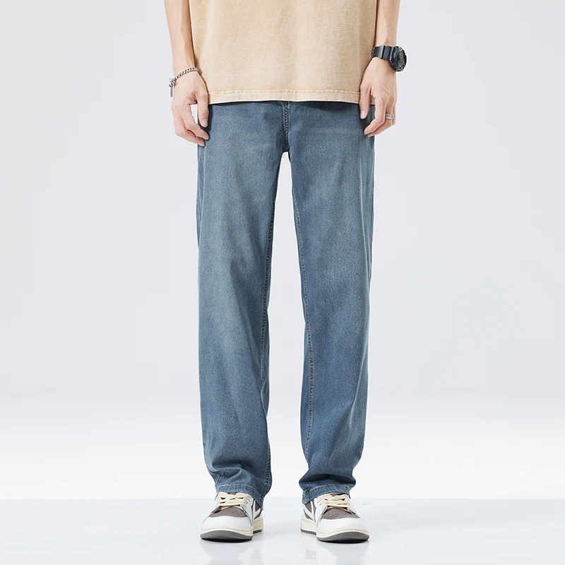 Summer Men's Jeans Relaxed Straight Wide Leg Mid Age Youth Lyocell Casual Comfort Lightweight Draped Pants
Summer Men's Jeans Relaxed Straight Wide Leg Mid Age Youth Lyocell Casual Comfort Lightweight Draped Pants