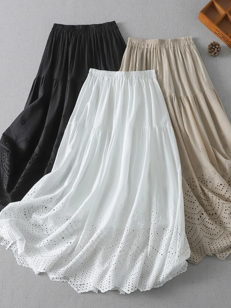 Korean Style Pure Cotton Embroidered Lace Hollow out High Waist Midi Skirt Women's Summer Chinoiserie Half Skirt Full A-Line ...
Korean Style Pure Cotton Embroidered Lace Hollow out High Waist Midi Skirt Women's Summer Chinoiserie Half Skirt Full A-Line ...