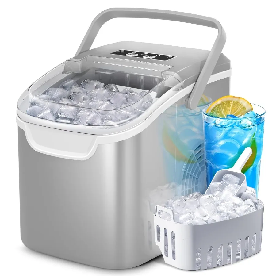 Portable Countertop Ice Maker with Handle Produces 9 Cubes in Just 6 Minutes Capable of Making 26 lbs of Ice in 24 Hours Featur
Portable Countertop Ice Maker with Handle Produces 9 Cubes in Just 6 Minutes Capable of Making 26 lbs of Ice in 24 Hours Featur