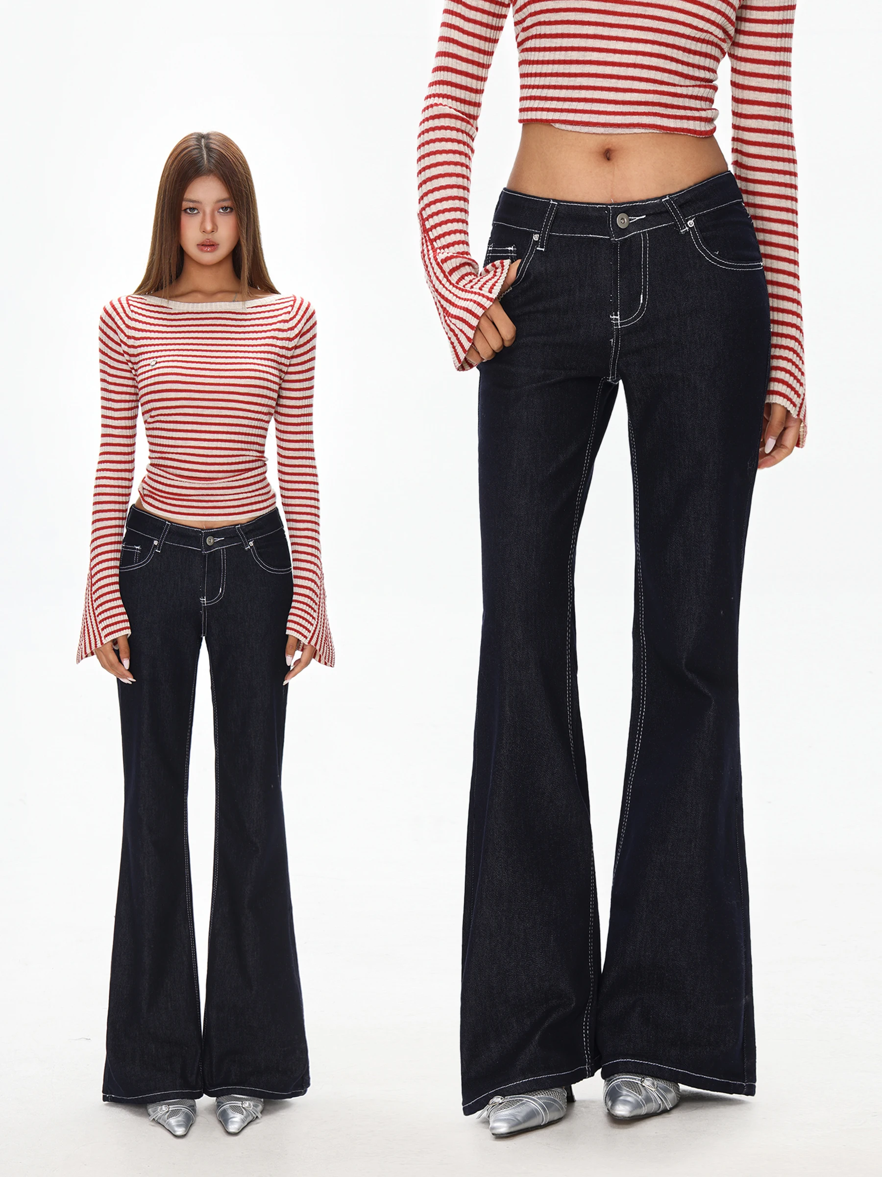 Low Waist Bell Bottom Jeans Women's Winter American Retro Extended Skinny Micro Flared Jeans Deep Blue Casual Style Pocket De...
Low Waist Bell Bottom Jeans Women's Winter American Retro Extended Skinny Micro Flared Jeans Deep Blue Casual Style Pocket De...