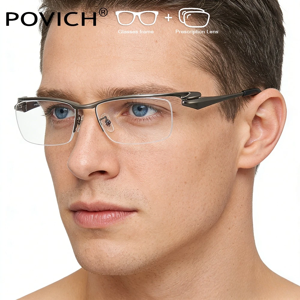 High Quality Pure Titanium Prescription Glasses Men's Progressive Myopia Lenses Office Optical Eyeglasses Semi Frameless Design
High Quality Pure Titanium Prescription Glasses Men's Progressive Myopia Lenses Office Optical Eyeglasses Semi Frameless Design