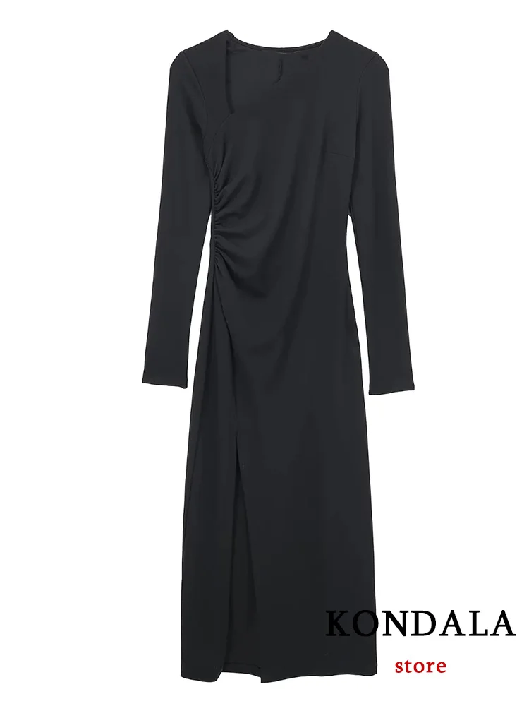 KONDALA Vintage Solid Black Pleated Long Dress Women Fashion 2023 Diagonal Sexy Slim Party Dress Elegant Mujer Vestidos
KONDALA Vintage Solid Black Pleated Long Dress Women Fashion 2023 Diagonal Sexy Slim Party Dress Elegant Mujer Vestidos