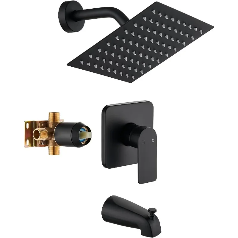 Tub Shower Faucet Set Complete with 8-Inch Rainfall Shower Head and Tub Spout Included Shower Valve Tub Trim Kit
Tub Shower Faucet Set Complete with 8-Inch Rainfall Shower Head and Tub Spout Included Shower Valve Tub Trim Kit