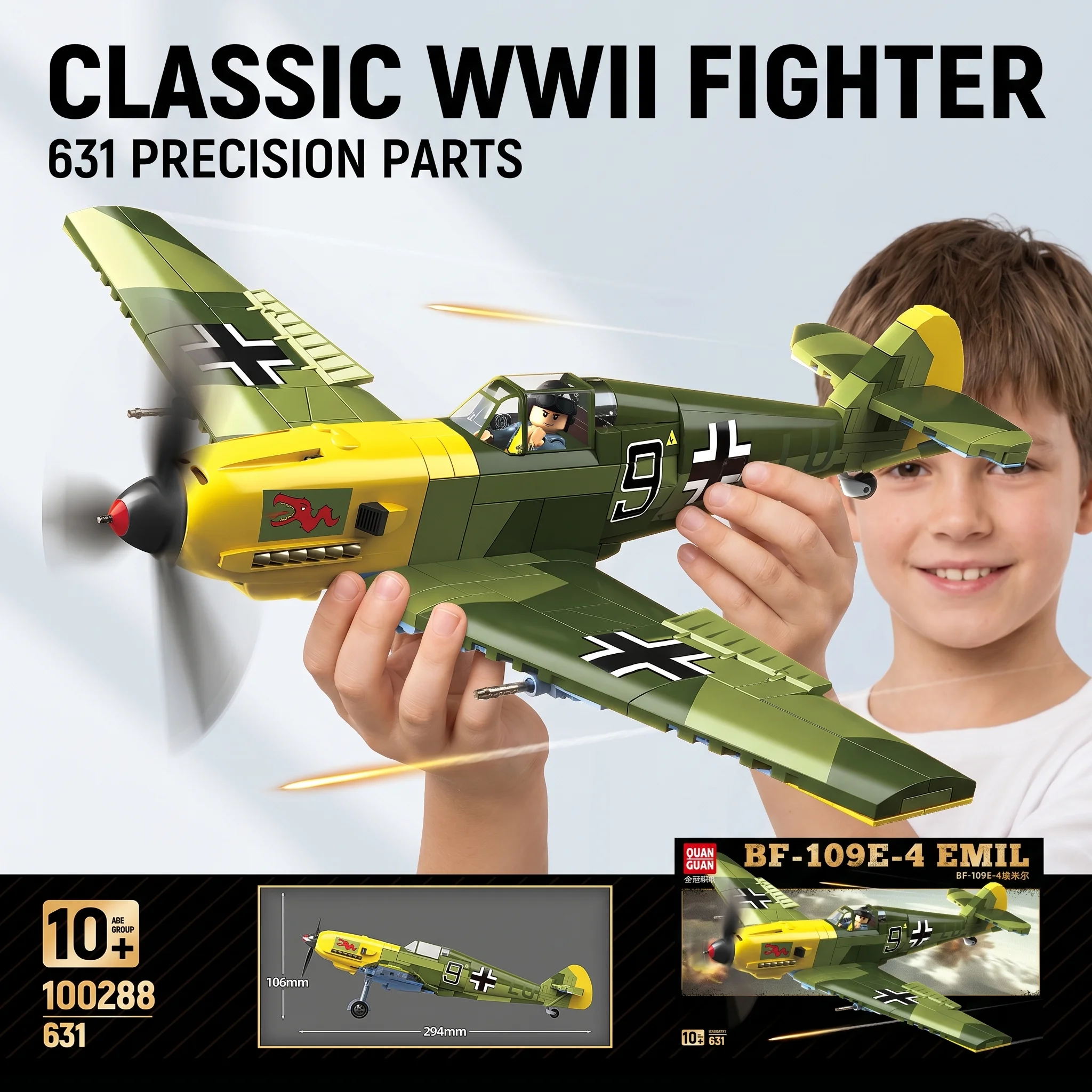 WWII German BF-109 Fighter Military Aircraft Building Blocks, WW2 Air Force Fighter Jet Model Bricks, Kids Puzzle Toy Gift
WWII German BF-109 Fighter Military Aircraft Building Blocks, WW2 Air Force Fighter Jet Model Bricks, Kids Puzzle Toy Gift