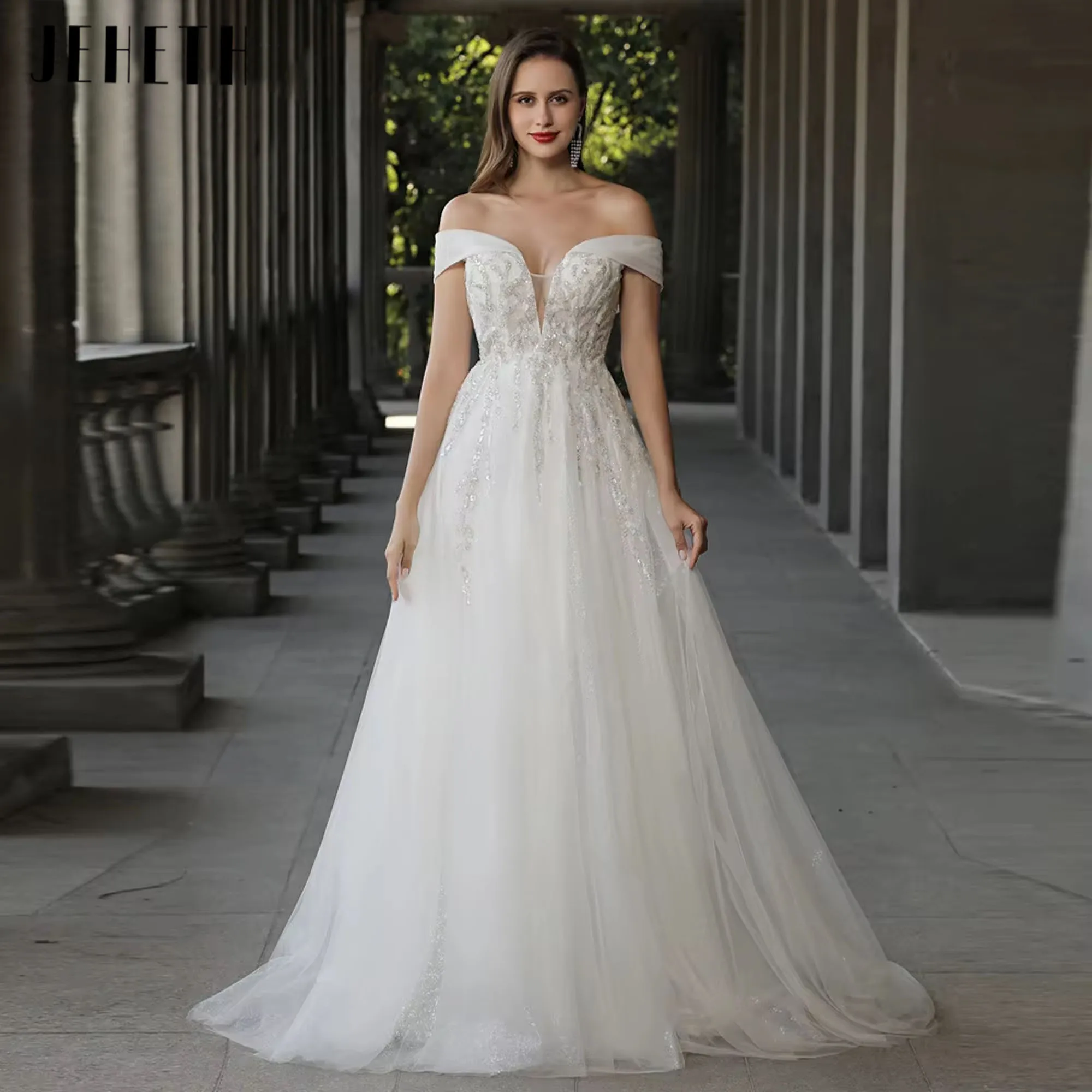 JEHETH Off The Shoulder Boho Wedding Dress For Women 2025 Bride A-Line Chic Beading Bohemian Bridal Beach Gown Robe Customized
JEHETH Off The Shoulder Boho Wedding Dress For Women 2025 Bride A-Line Chic Beading Bohemian Bridal Beach Gown Robe Customized 