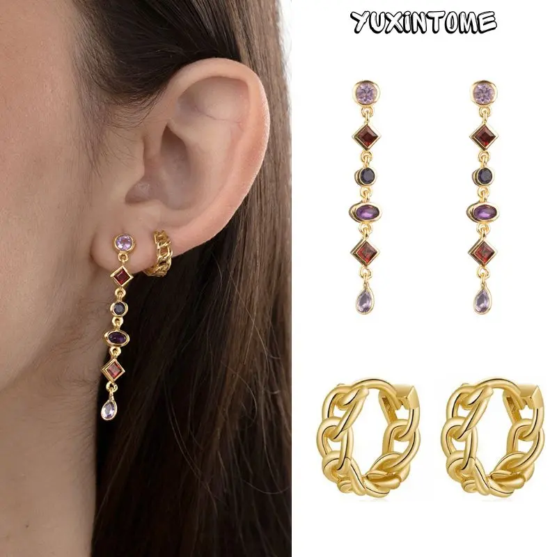 925 Sterling Silver Needle Colorful Irregular Zircon Chain Stud Earrings For Women Retro Hollow out Metal Round Earrings Jewelry
925 Sterling Silver Needle Colorful Irregular Zircon Chain Stud Earrings For Women Retro Hollow out Metal Round Earrings Jewelry