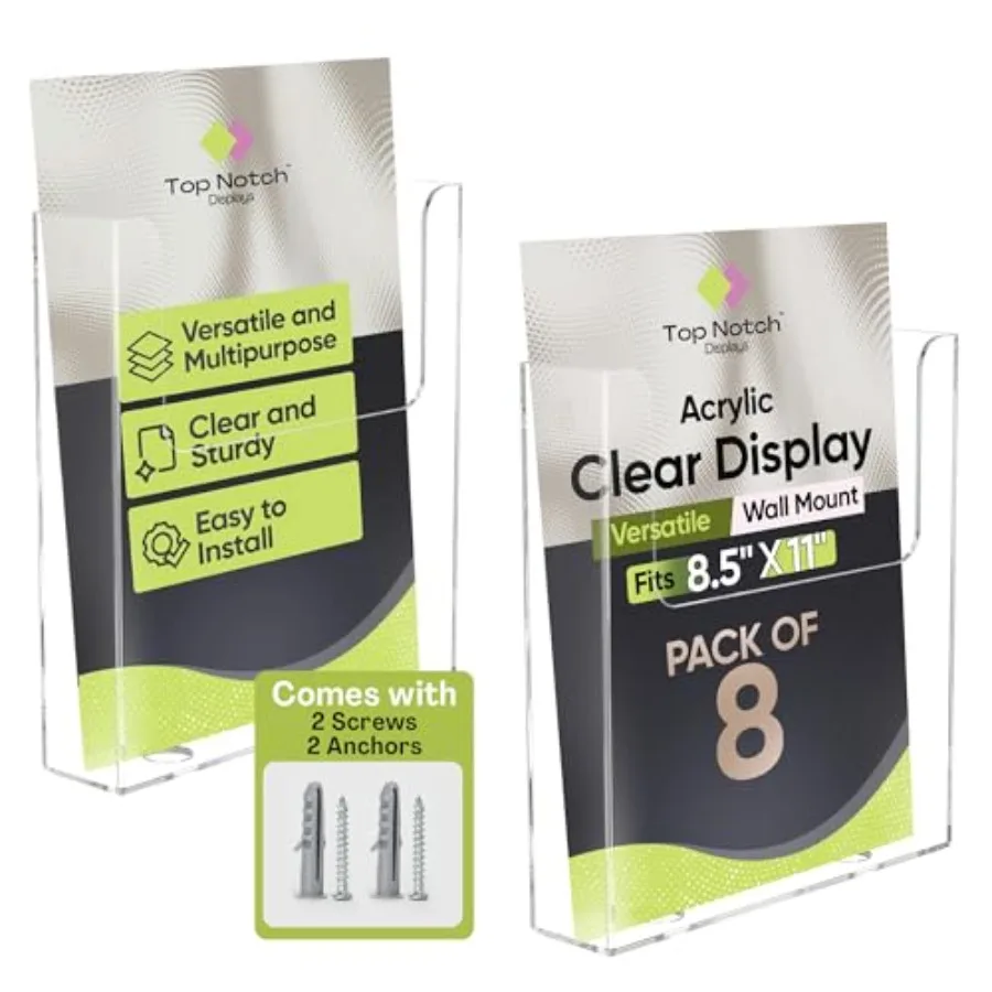 Acrylic Brochure Holder for Wall Mounting Clear Display for 8.5" x 11" Flyers Literature Holder for Magazines Pamphlets Menus I
Acrylic Brochure Holder for Wall Mounting Clear Display for 8.5" x 11" Flyers Literature Holder for Magazines Pamphlets Menus I