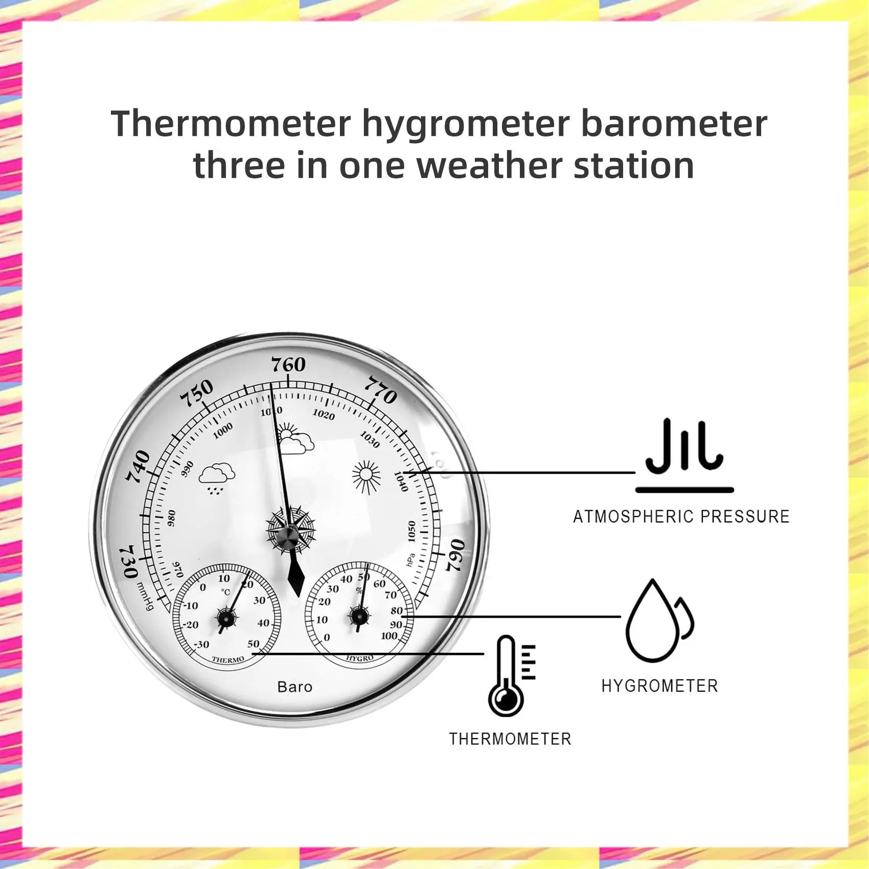 ABJJ Wall Mounted Household Thermometer Hygrometer High Accuracy Pressure Gauge Air Weather Instrument Barometer
ABJJ Wall Mounted Household Thermometer Hygrometer High Accuracy Pressure Gauge Air Weather Instrument Barometer