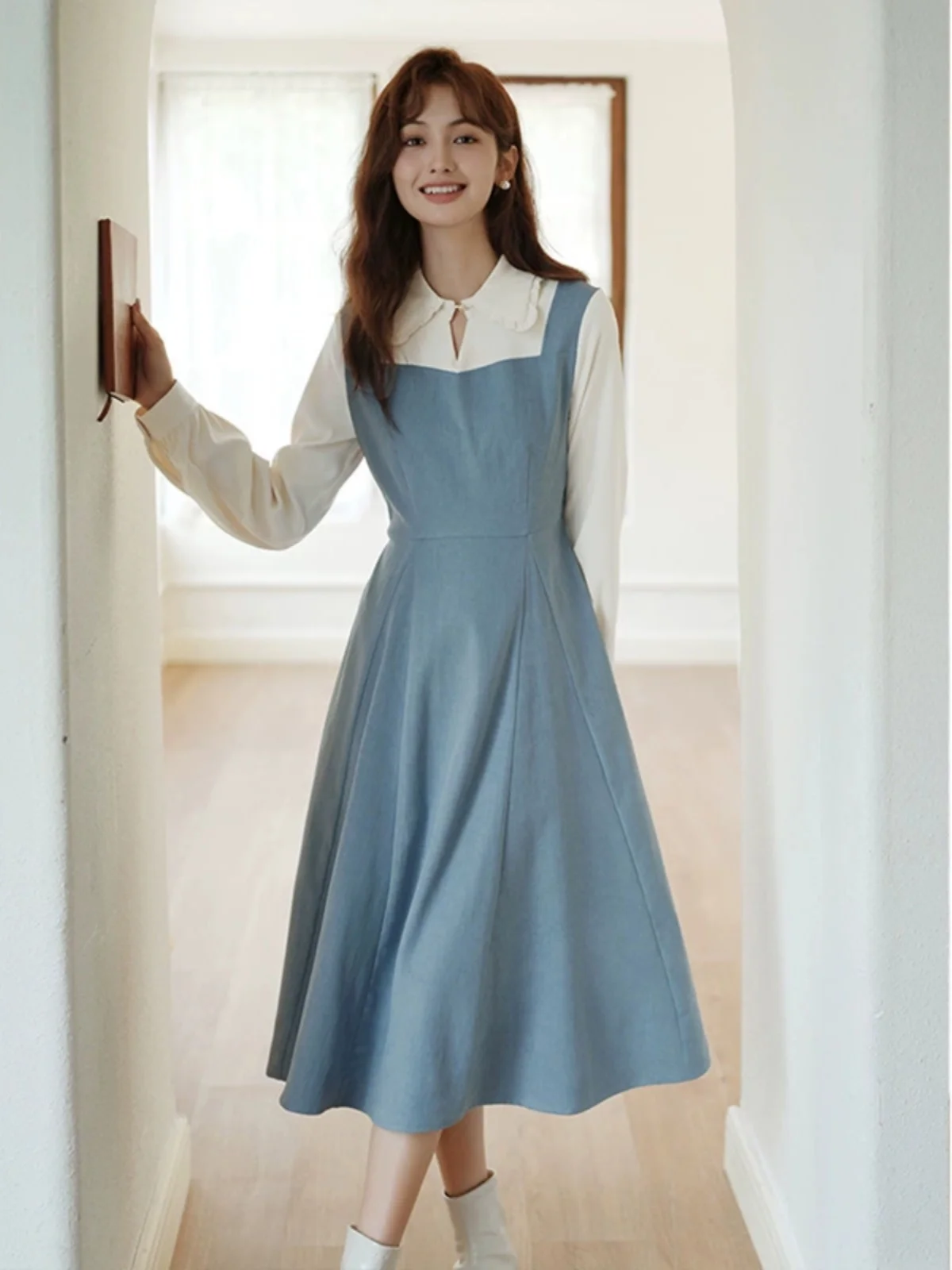 Sweet Childhood Tea Break Skirt Women's Autumn Winter Slimming Waist Cinched Splice Fake Two-Piece Dress Commute Style
Sweet Childhood Tea Break Skirt Women's Autumn Winter Slimming Waist Cinched Splice Fake Two-Piece Dress Commute Style