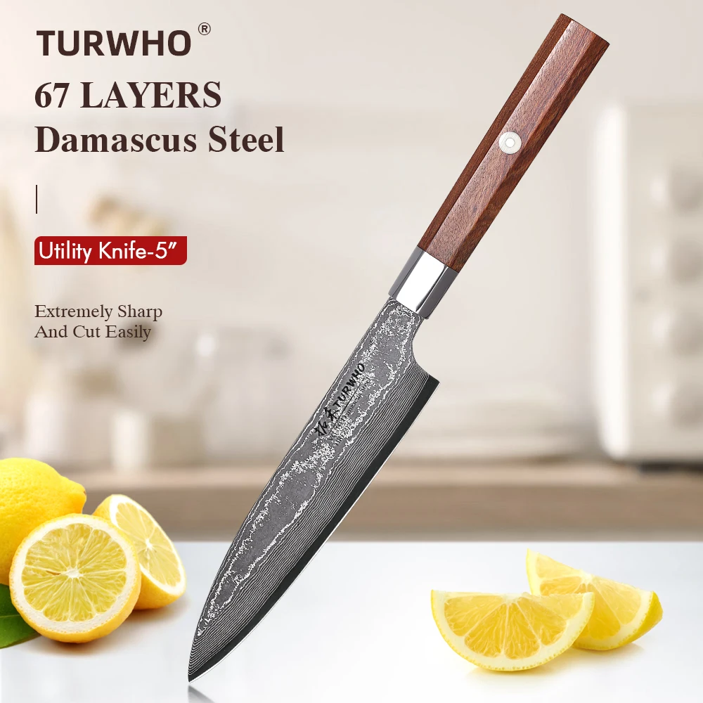 TURWHO 5" Kitchen Utility Knife Real Damascus Steel Professional Japanese Handmade Chef Knives Petty Fruit Paring Cooking Tools
TURWHO 5" Kitchen Utility Knife Real Damascus Steel Professional Japanese Handmade Chef Knives Petty Fruit Paring Cooking Tools
